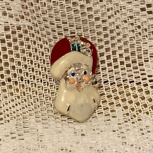 Vintage Avon Santa Silver Tone Enamel Tack Pin